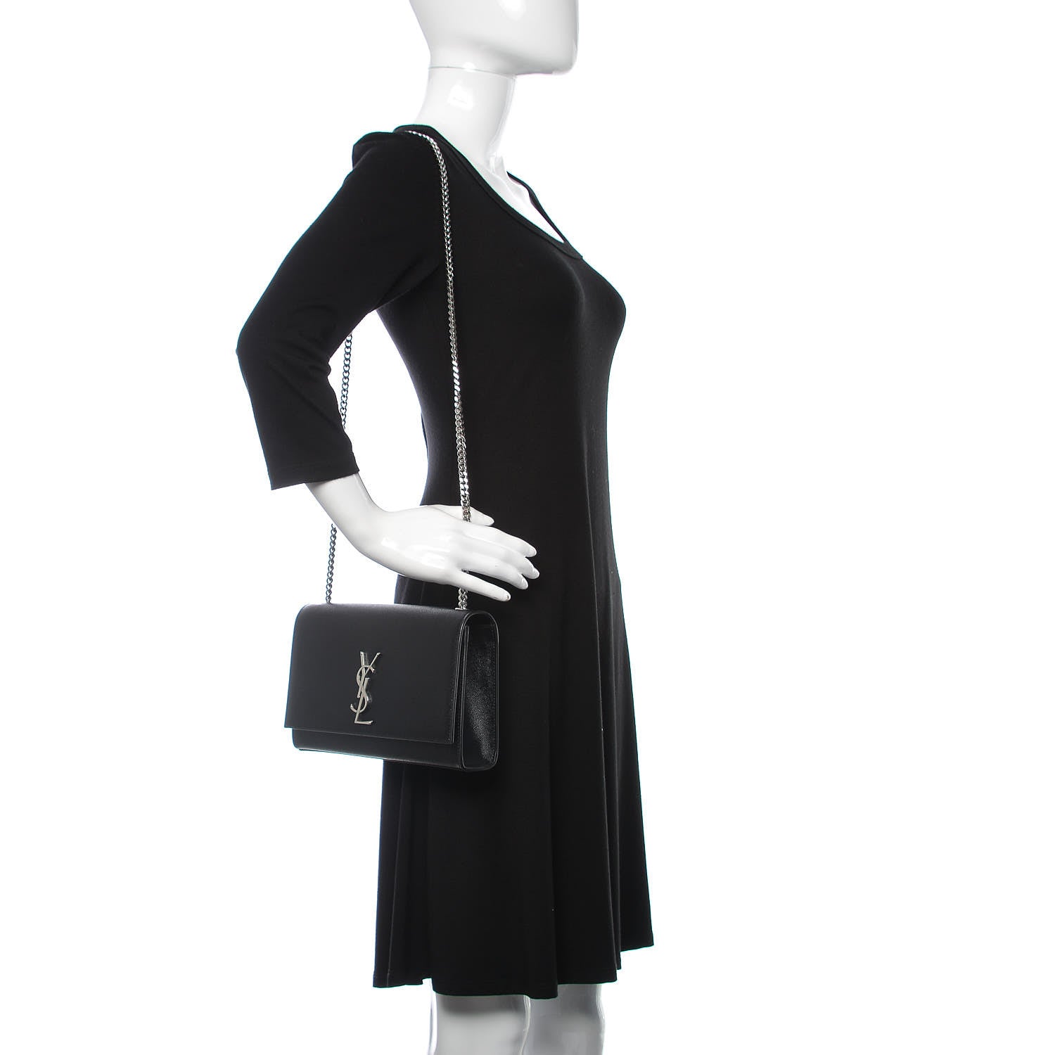 Saint Laurent Grain De Poudre Medium Classic Monogram Kate Satchel Black 2 of 9