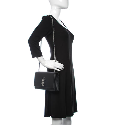 Saint Laurent Grain De Poudre Medium Classic Monogram Kate Satchel Black 2 of 9