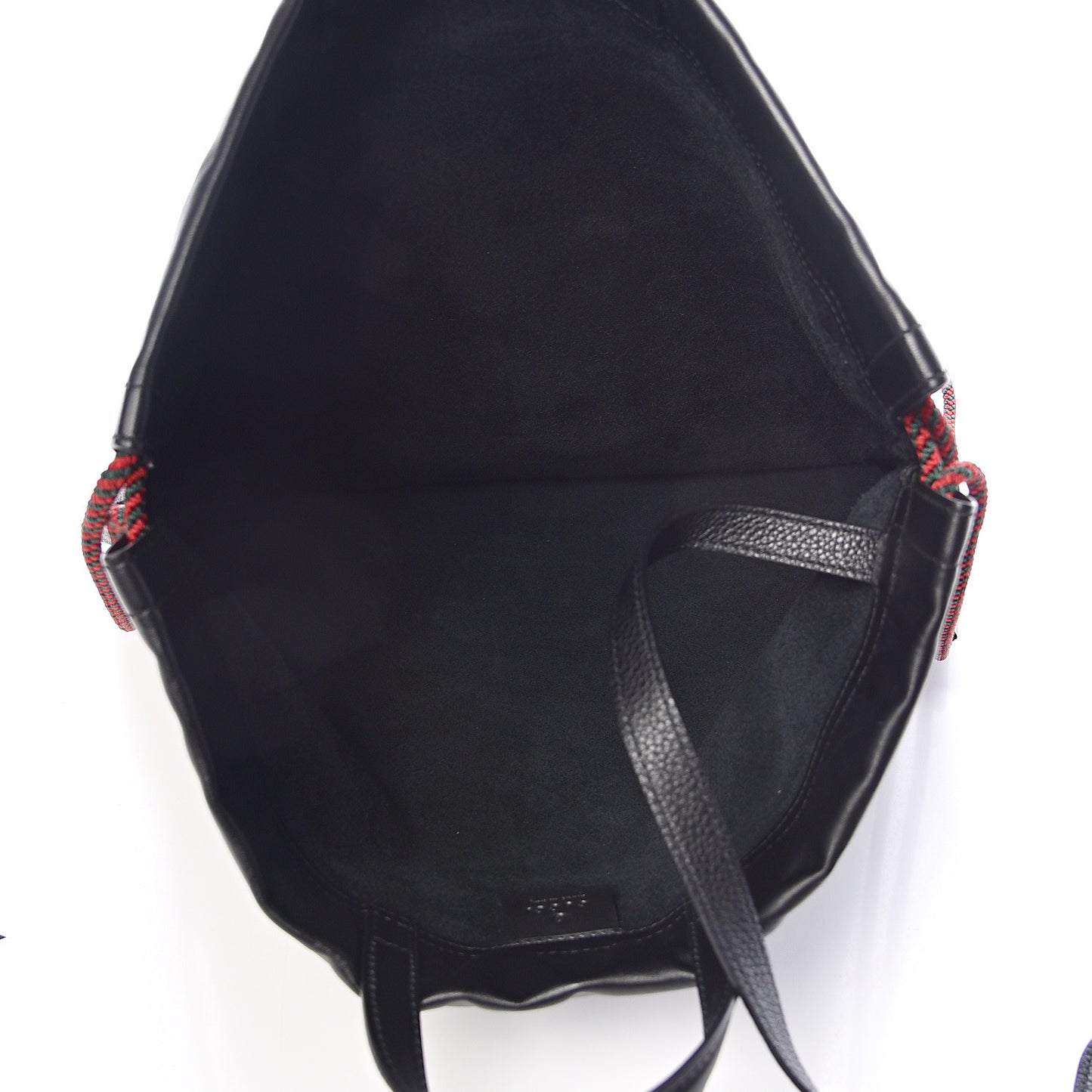 Calfskin Logo Drawstring Backpack Black