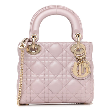 Christian Dior Metallic Lambskin Cannage Mini Lady Dior Lotus 1 of 10