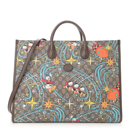 Gucci X DISNEY GG Supreme Monogram Donald Duck Retro Interlocking G Shopping Tote Beige Multicolor New Acero 1 of 9