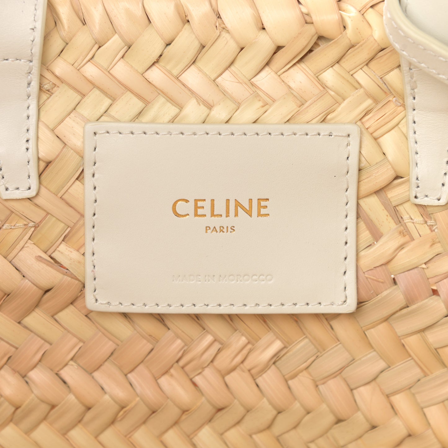 Raffia Calfskin Triomphe Teen Panier White