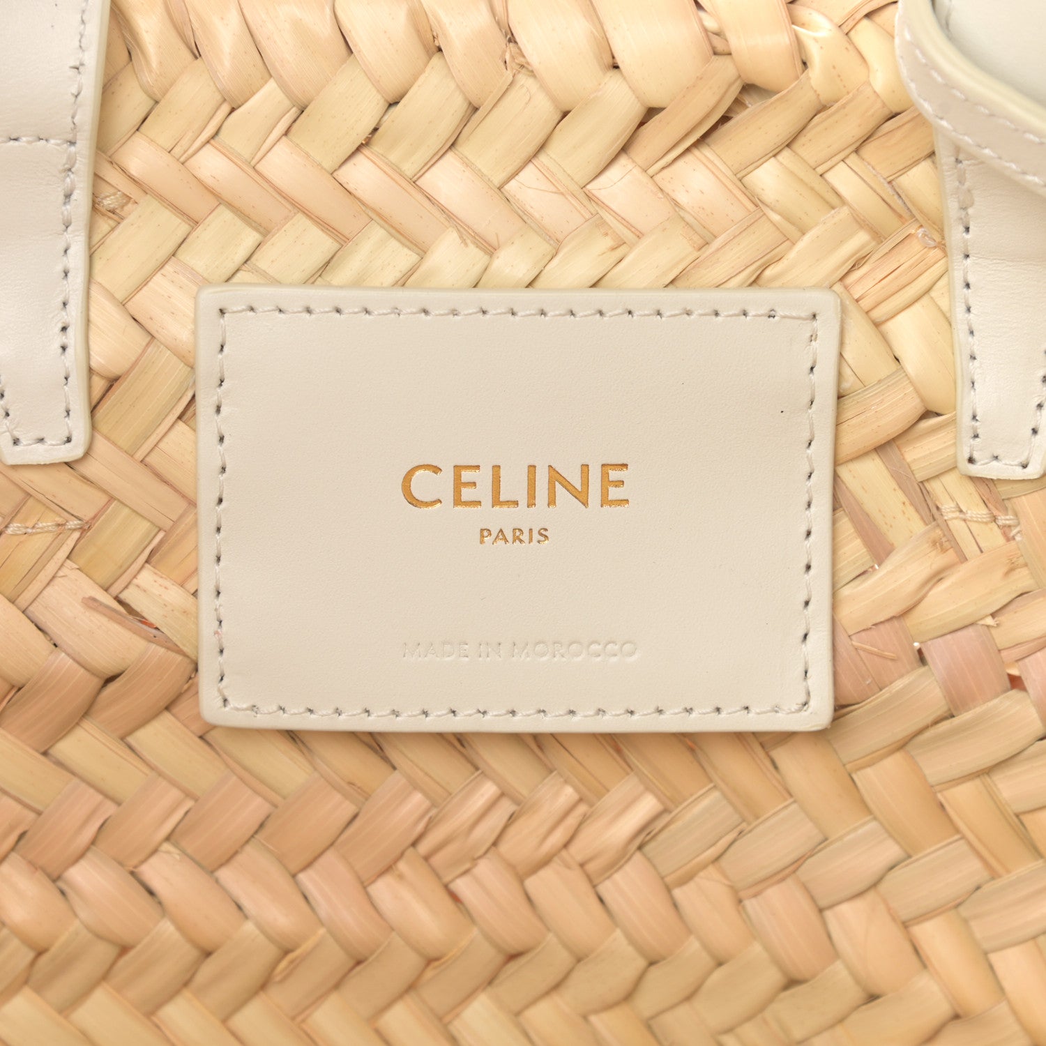 Celine Raffia Calfskin Triomphe Teen Panier White 6 of 11