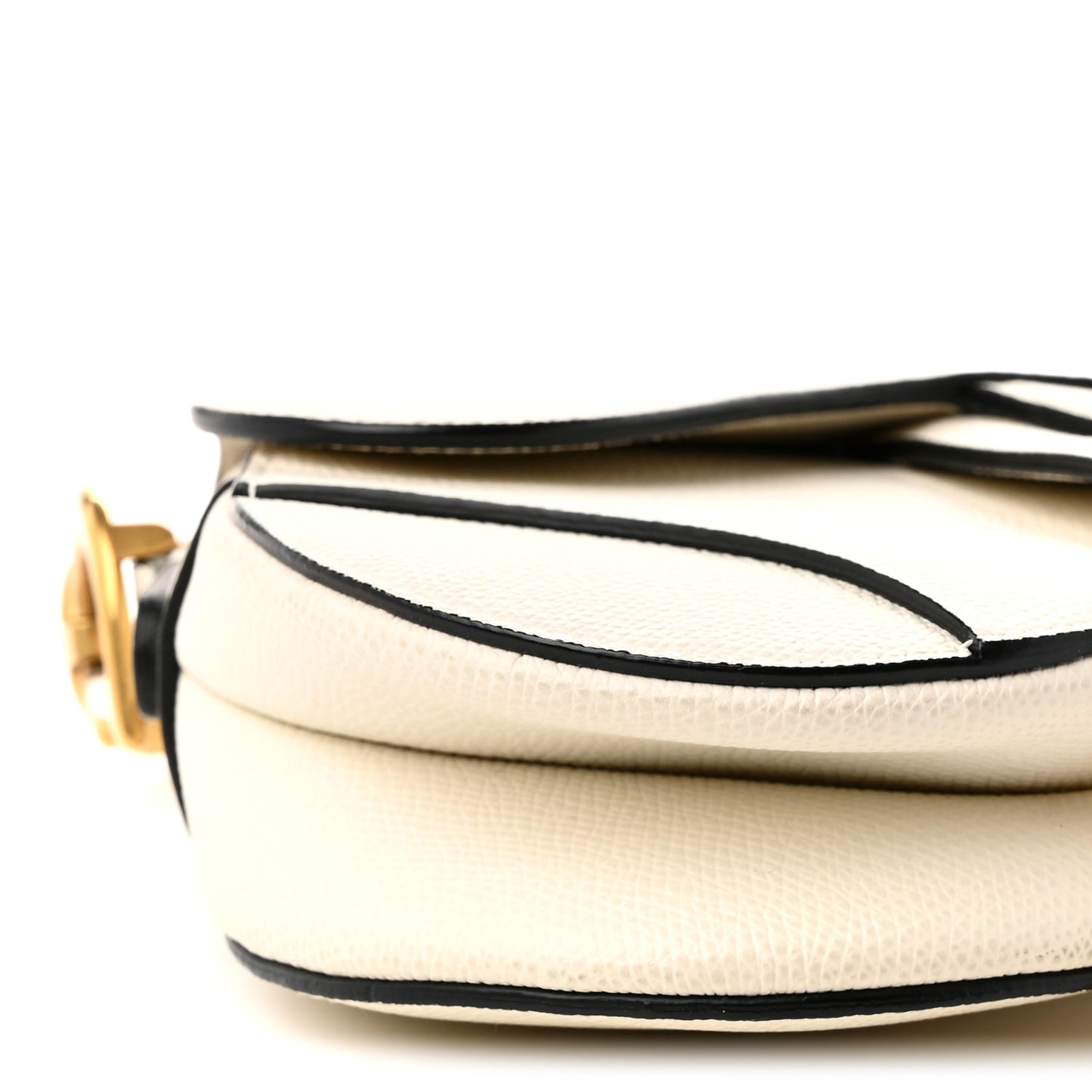Grained Calfskin Mini Saddle Bag White