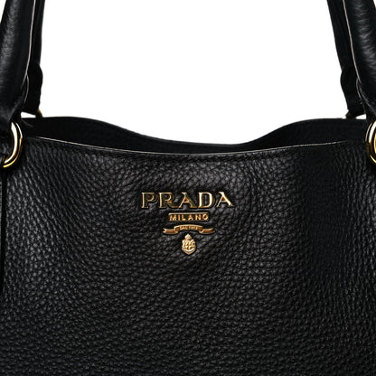 Prada Vitello Daino Side Pocket Tote Black 8 of 25