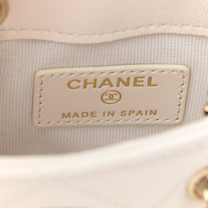 Chanel Lambskin Quilted Tiny Shopping Clutch With Chain White 6 of 9