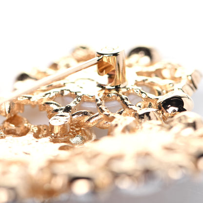 Chanel Pearl Crystal CC-Casino Brooch Gold 4 of 7