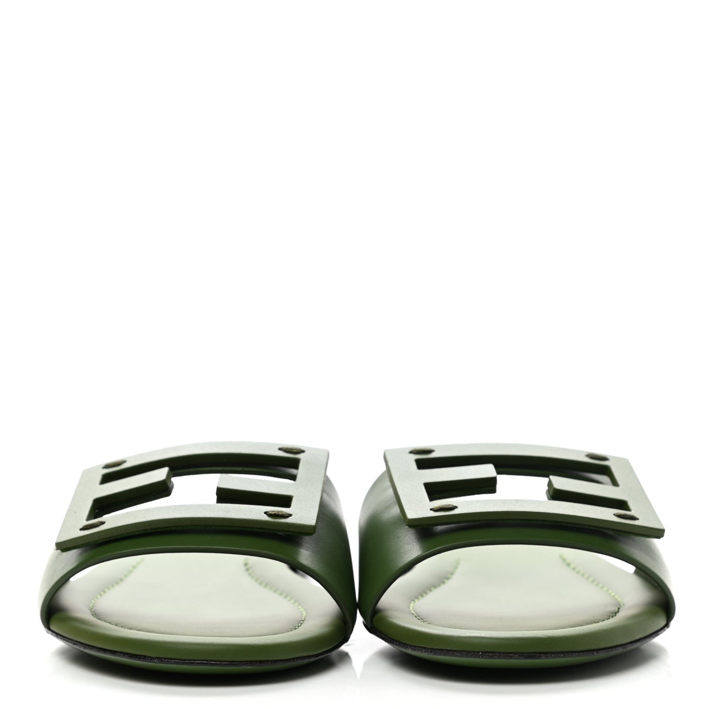 Vitello Cuoio Baguette Flat Slide Sandals 37.5 Verde