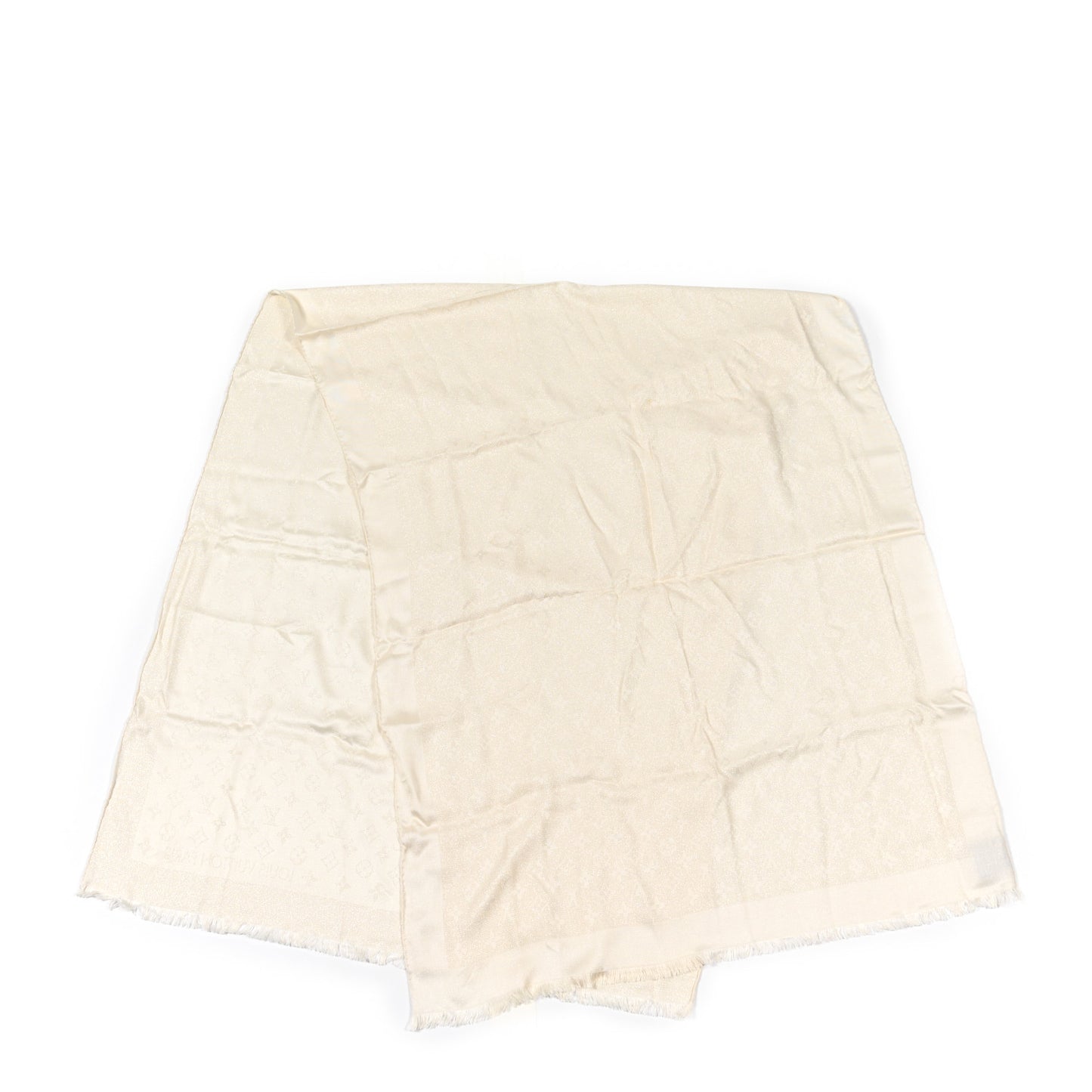 Silk Lurex Wool Monogram Shine Shawl White