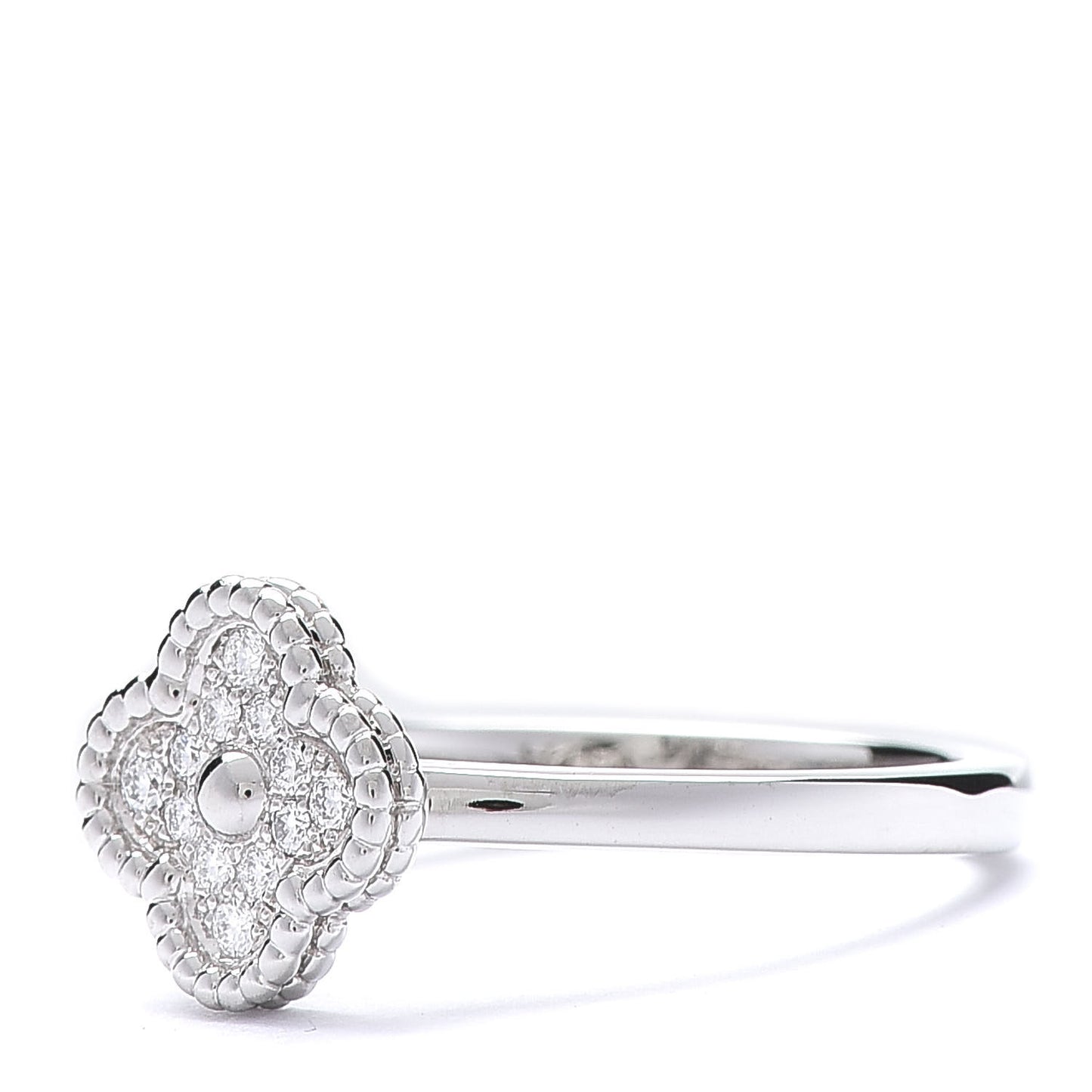 18K White Gold Diamond Sweet Alhambra Ring 50 5.25