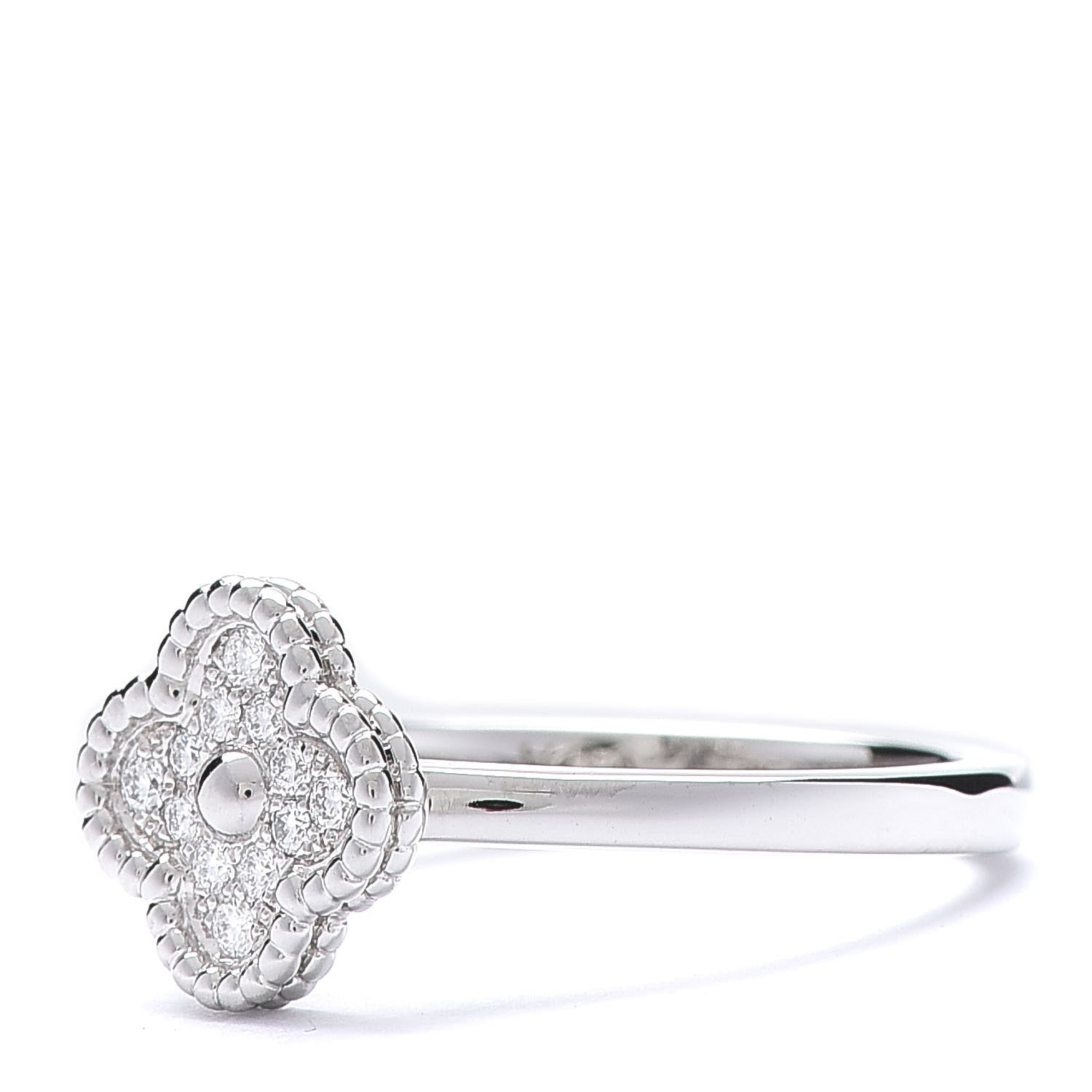 Van Cleef & Arpels 18K White Gold Diamond Sweet Alhambra Ring 50 5.25 3 of 6