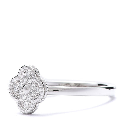 Van Cleef & Arpels 18K White Gold Diamond Sweet Alhambra Ring 50 5.25 3 of 6