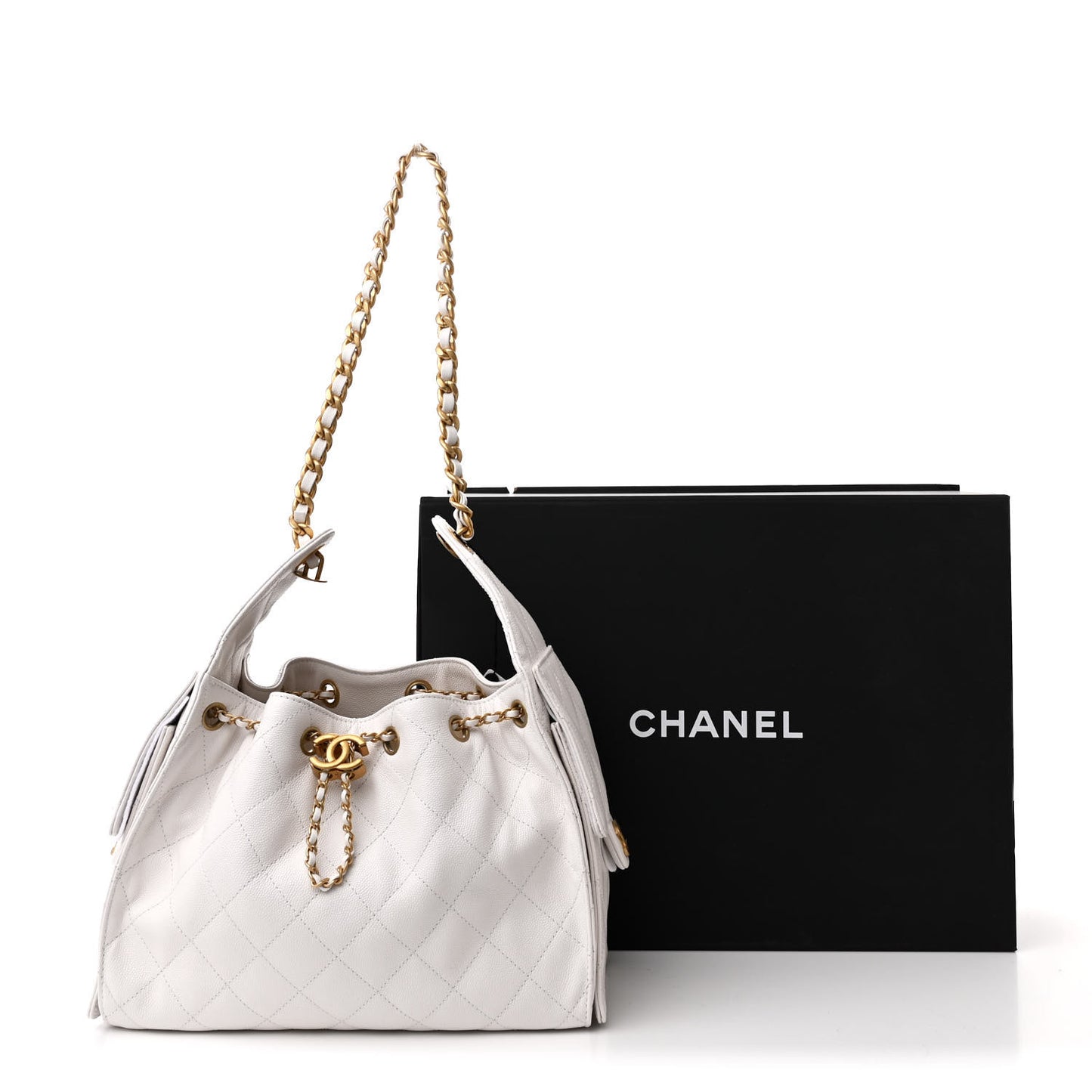 Caviar Quilted Small Chanel 25 Handbag White