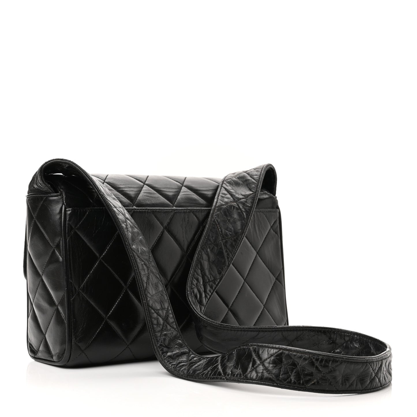 Lambskin Quilted CC Single Flap Shoulder Bag Black