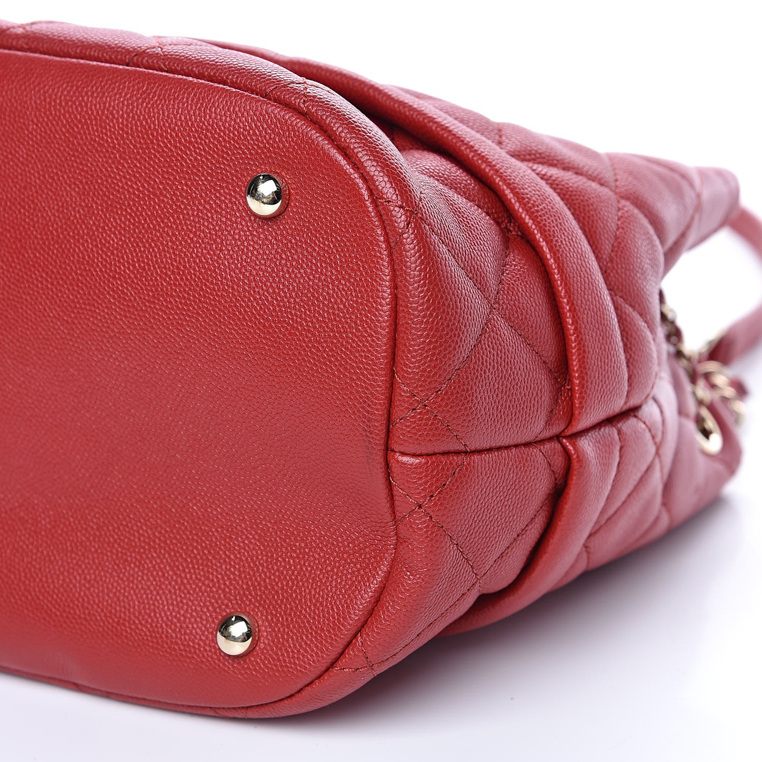 Chanel Caviar Quilted Rolled Up Bucket Drawstring Bag Red 9 of 10