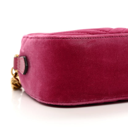 Gucci Velvet Matelasse Small GG Marmont Chain Shoulder Bag Light Raspberry Rose 8 of 9