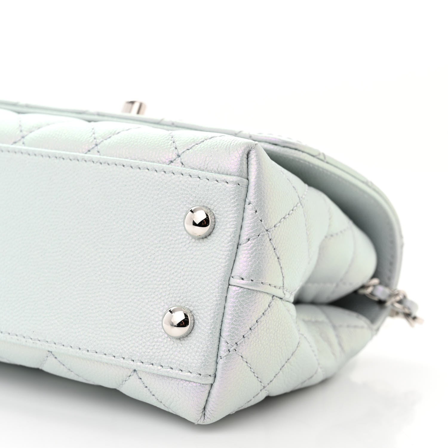 Chanel Iridescent Caviar Quilted Extra Mini Coco Handle Flap Light Blue 10 of 11