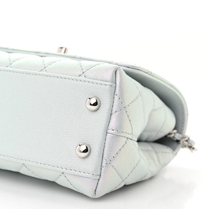 Chanel Iridescent Caviar Quilted Extra Mini Coco Handle Flap Light Blue 10 of 11