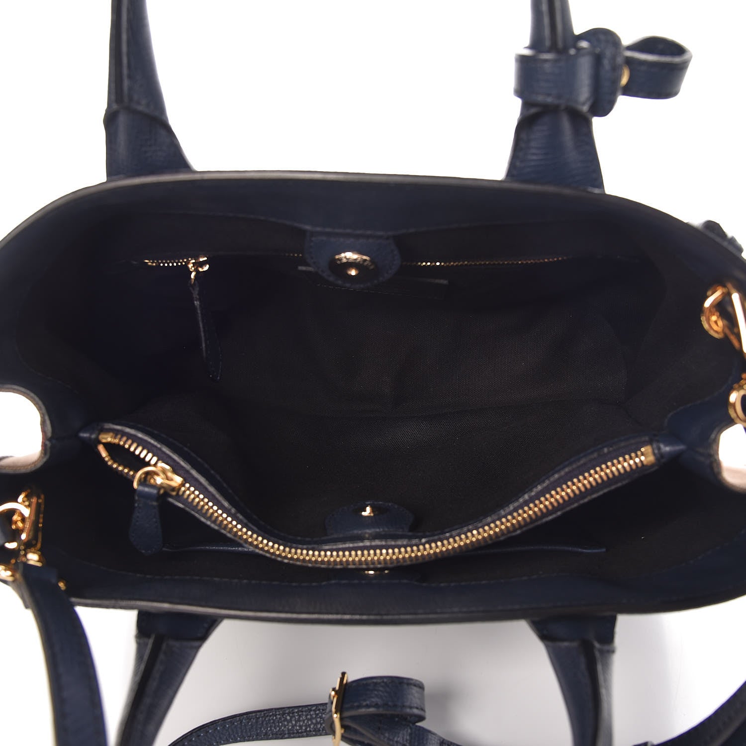 Burberry Grainy Calfskin House Check Medium Banner Tote Ink Blue 7 of 10