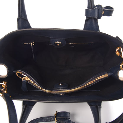 Burberry Grainy Calfskin House Check Medium Banner Tote Ink Blue 7 of 10