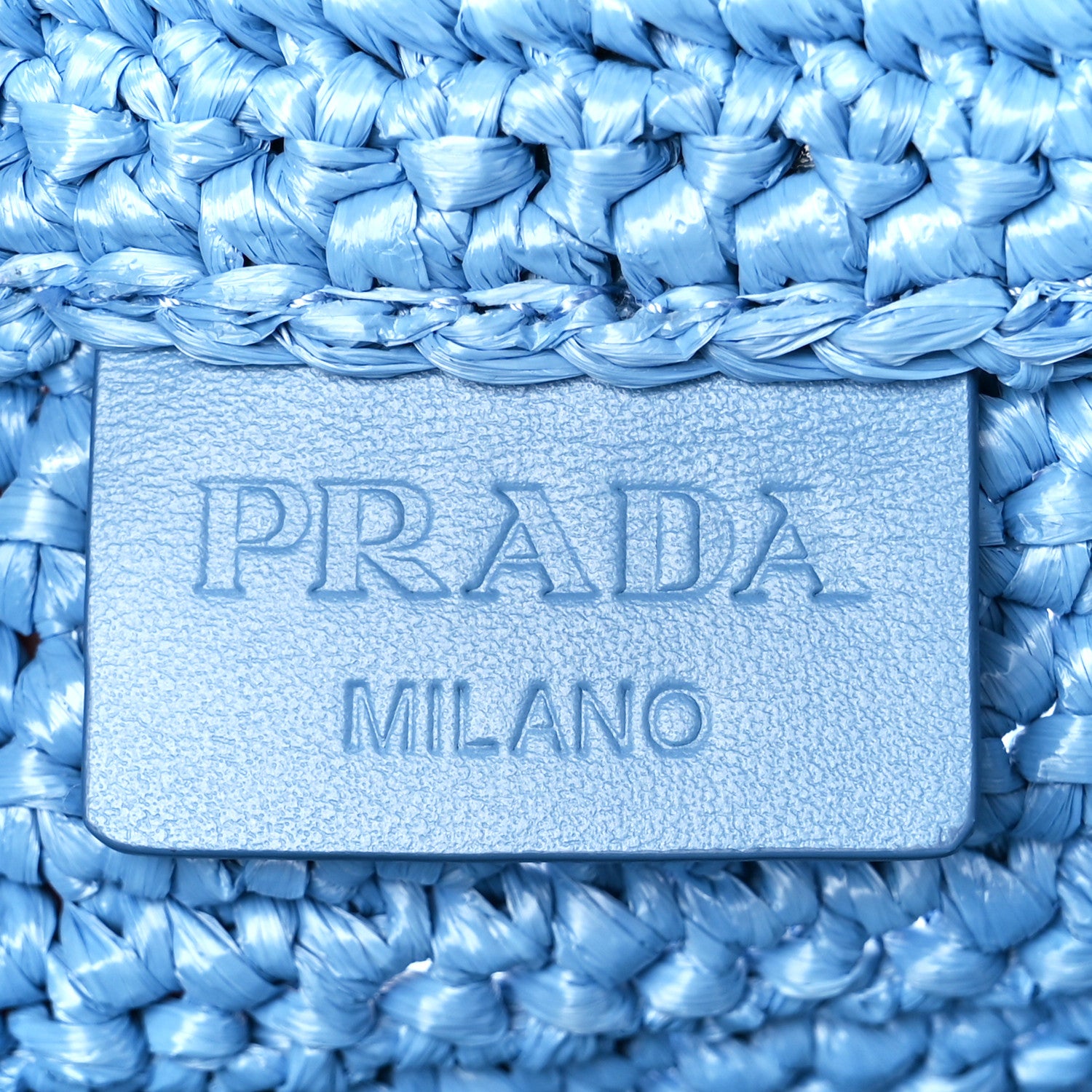 Prada Yarn Raffia Effect Crochet Small Logo Tote Celeste Blue 6 of 11