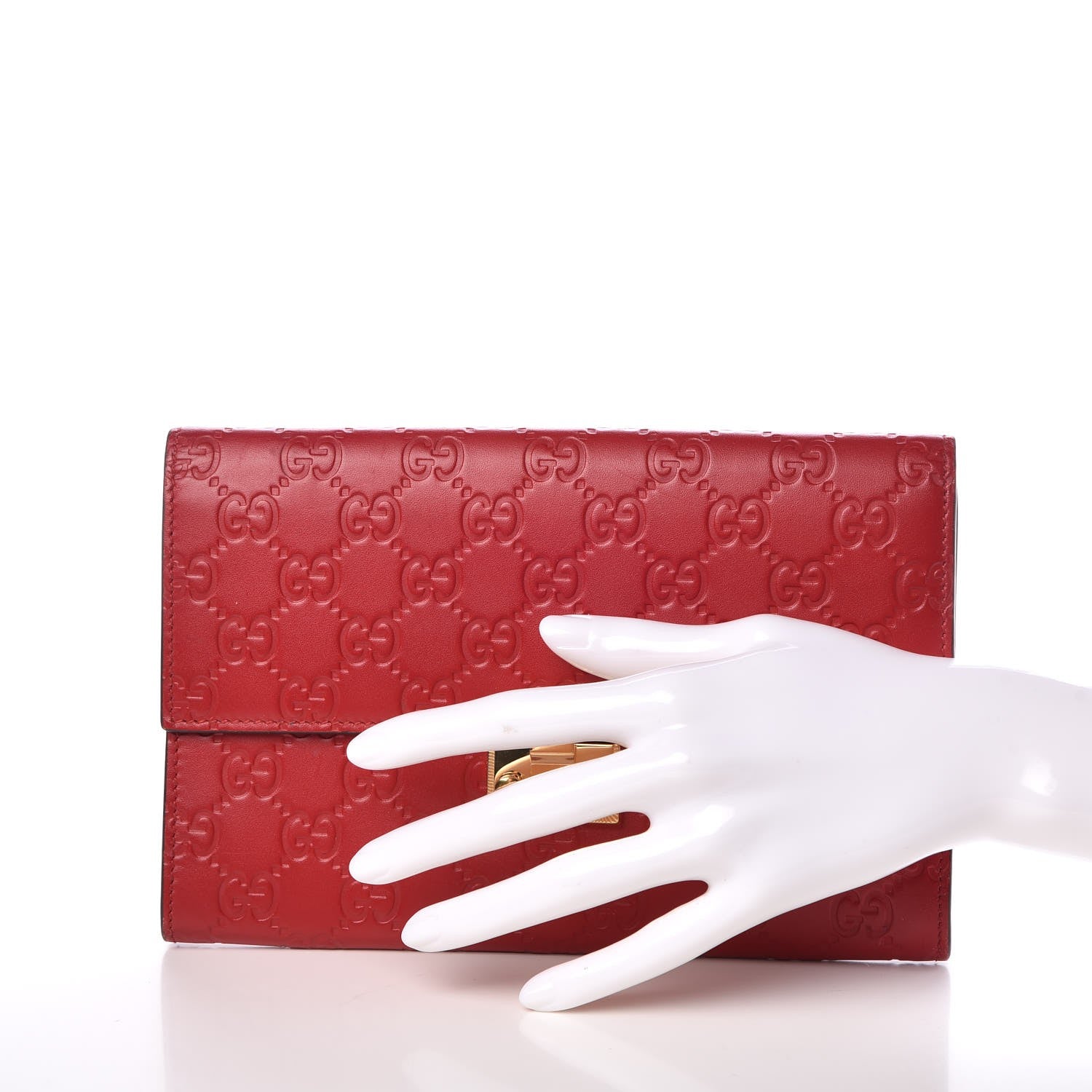 Gucci Guccissima Padlock Clutch Hibiscus Red 2 of 10