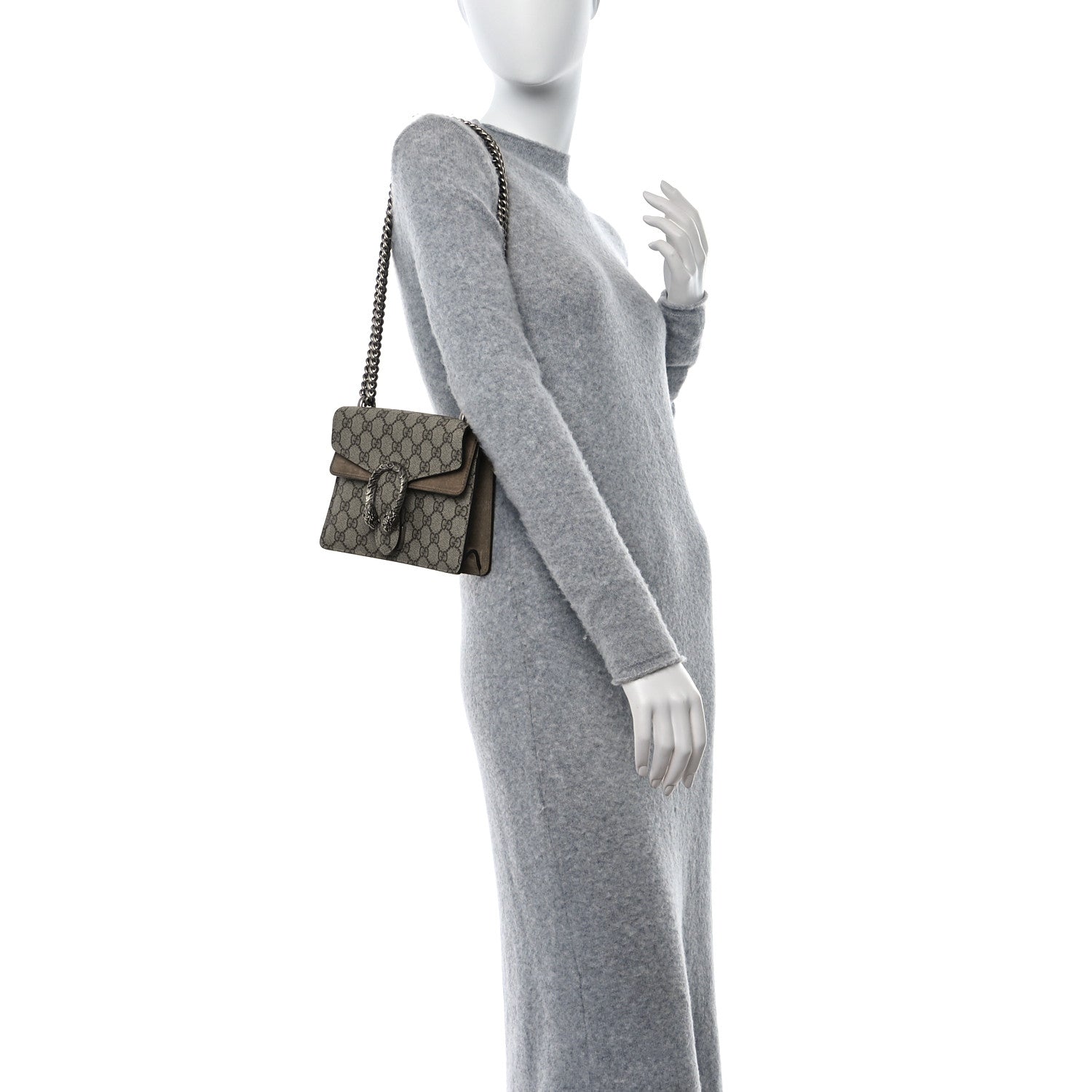 Gucci GG Supreme Monogram Small Dionysus Shoulder Bag Taupe 2 of 13