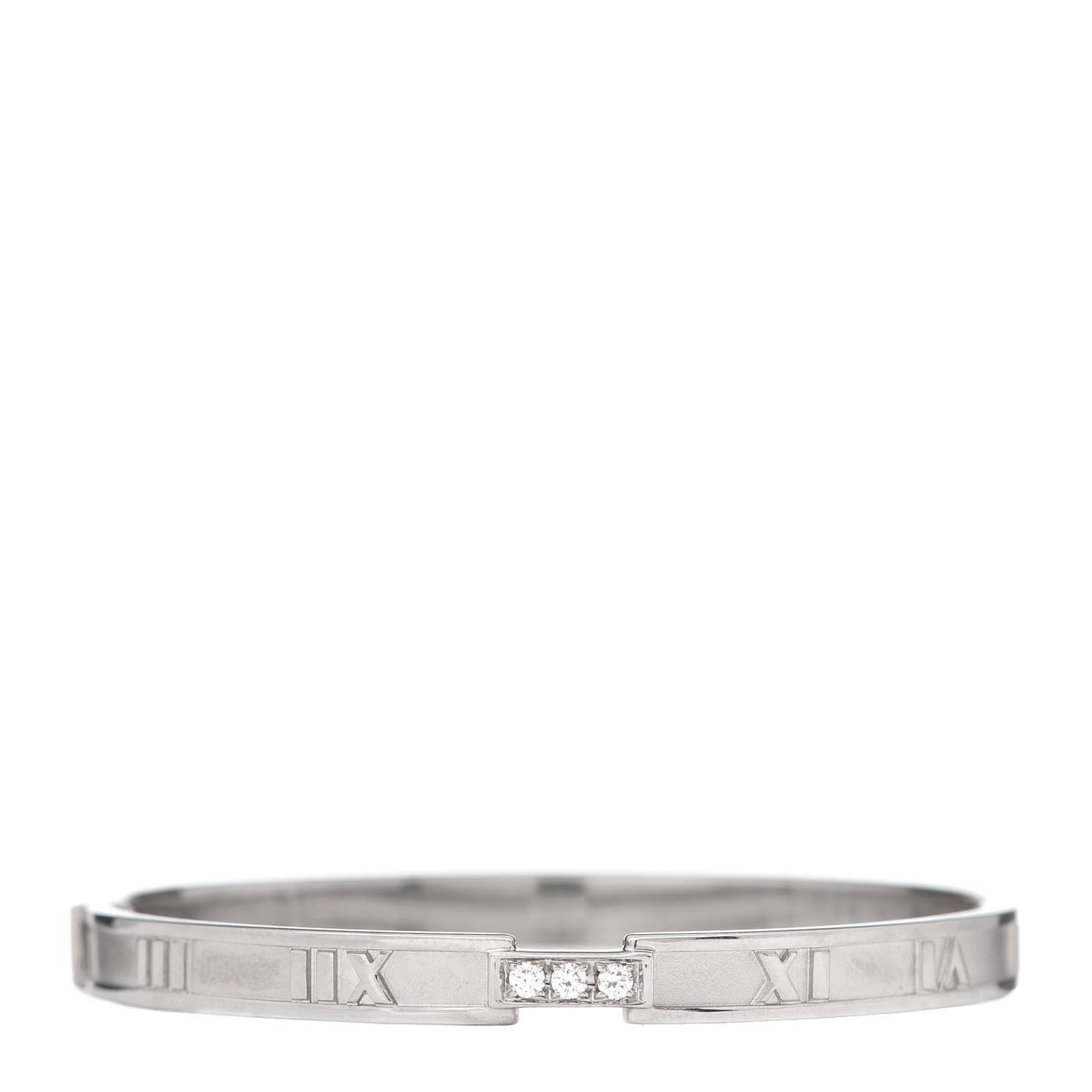 18K White Gold Diamond Atlas Closed Hinged Bangle Bracelet