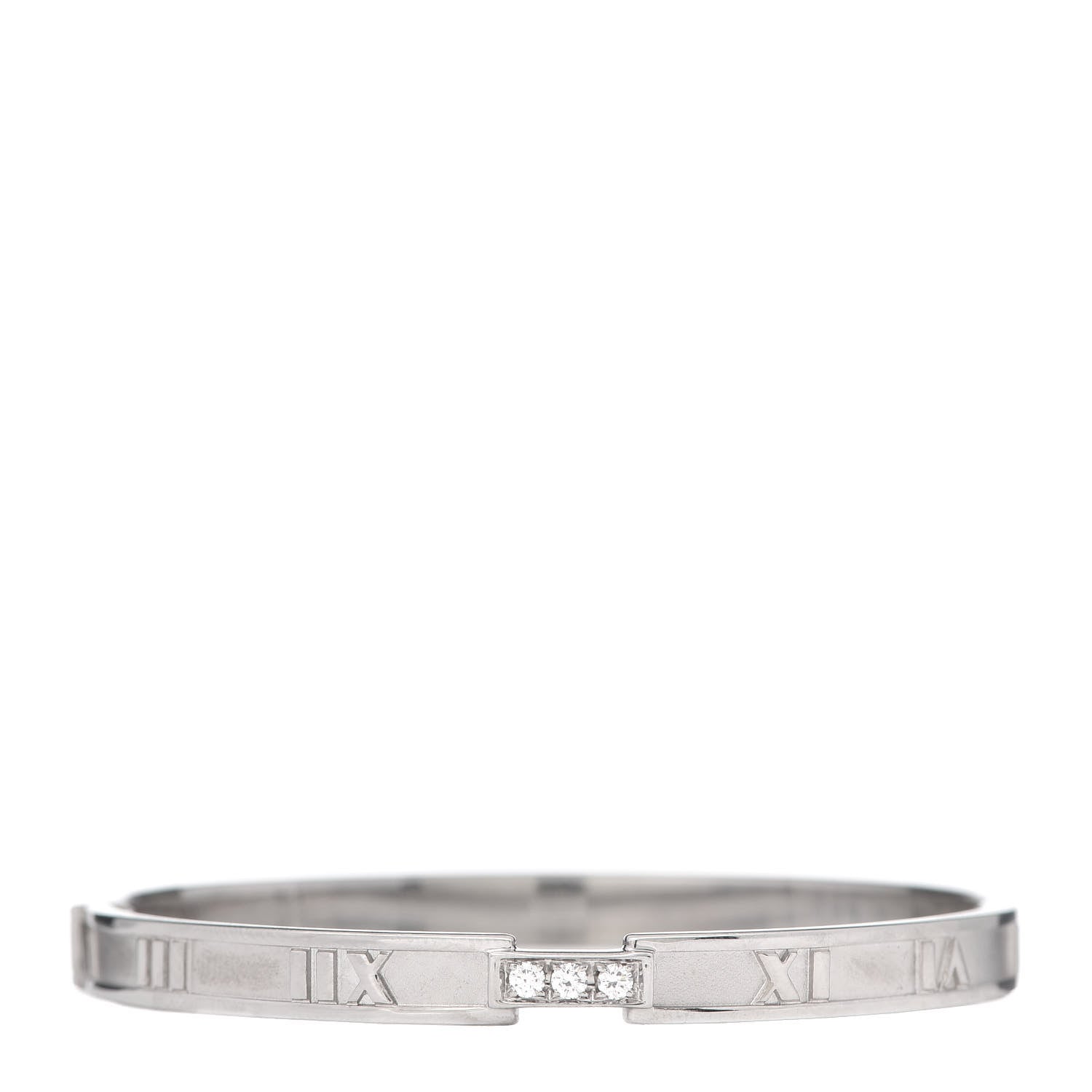 Tiffany 18K White Gold Diamond Atlas Closed Hinged Bangle Bracelet 1 of 6