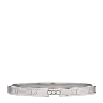 Tiffany 18K White Gold Diamond Atlas Closed Hinged Bangle Bracelet 1 of 6
