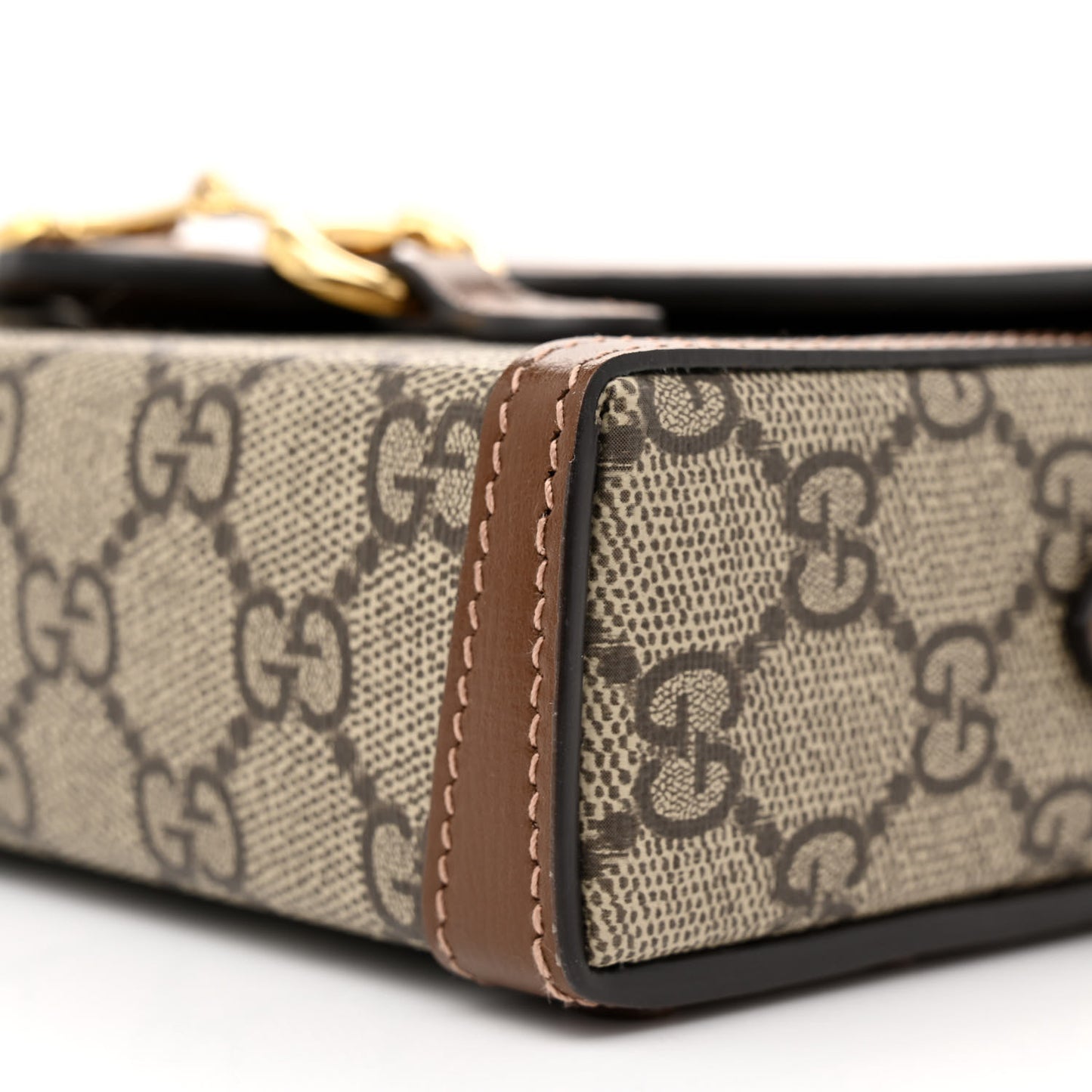 GG Supreme Monogram Mini Horsebit 1955 Shoulder Bag Beige Brown Sugar