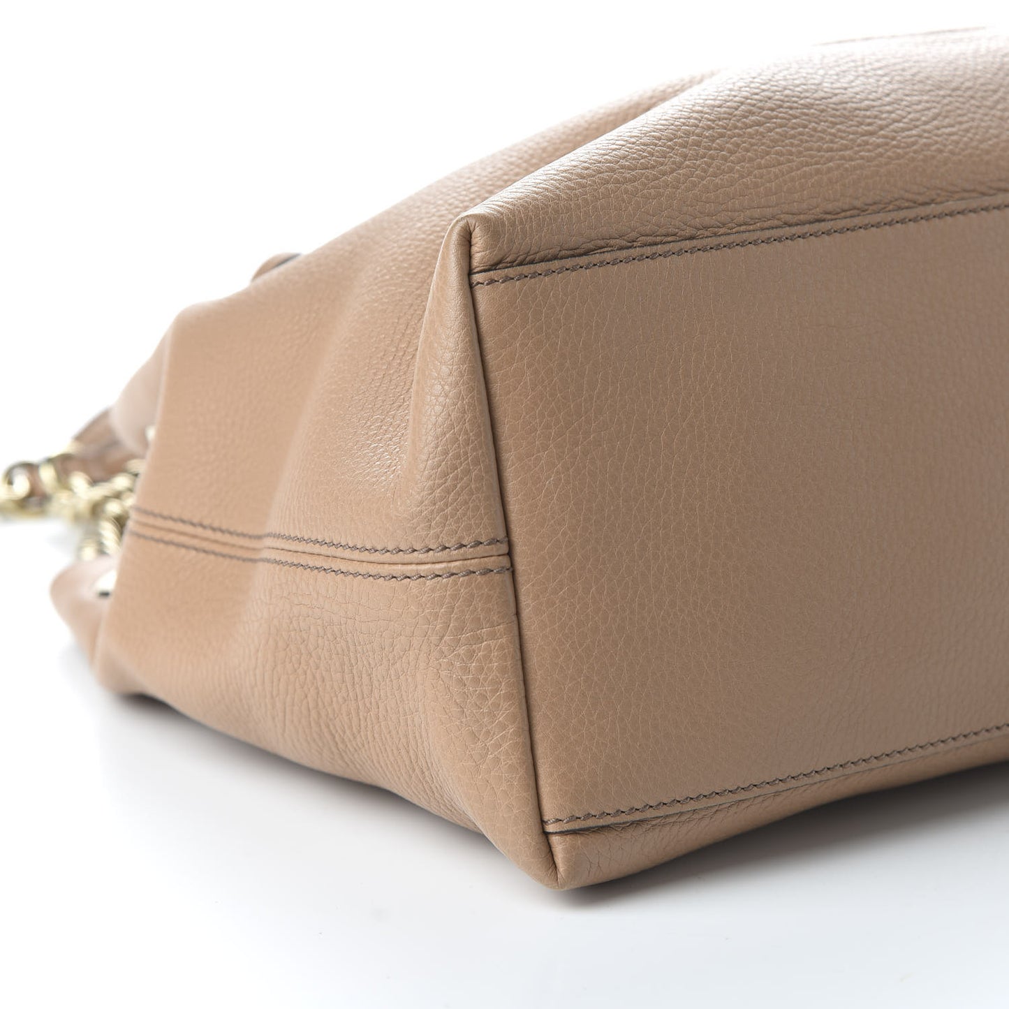 Pebbled Calfskin Medium Soho Chain Shoulder Bag Rose Beige