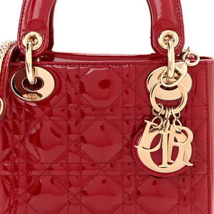 Christian Dior Patent Cannage Mini Lady Dior Red 8 of 10