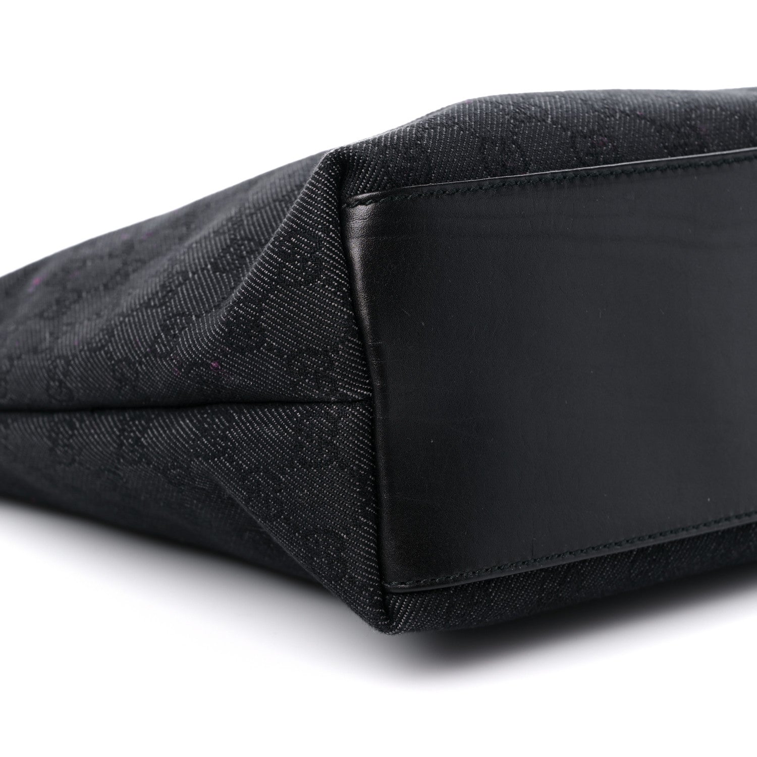 Gucci Denim Monogram Chain Bucket Tote Black 9 of 13