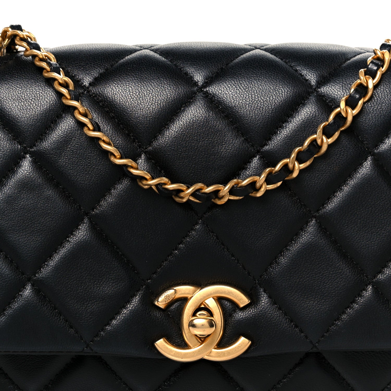 Chanel Lambskin Quilted  Pearl  Flap Black 8 of 10