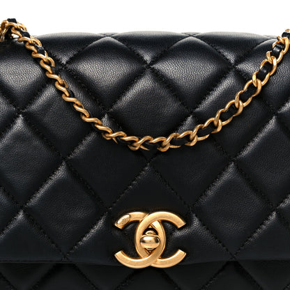 Chanel Lambskin Quilted  Pearl  Flap Black 8 of 10