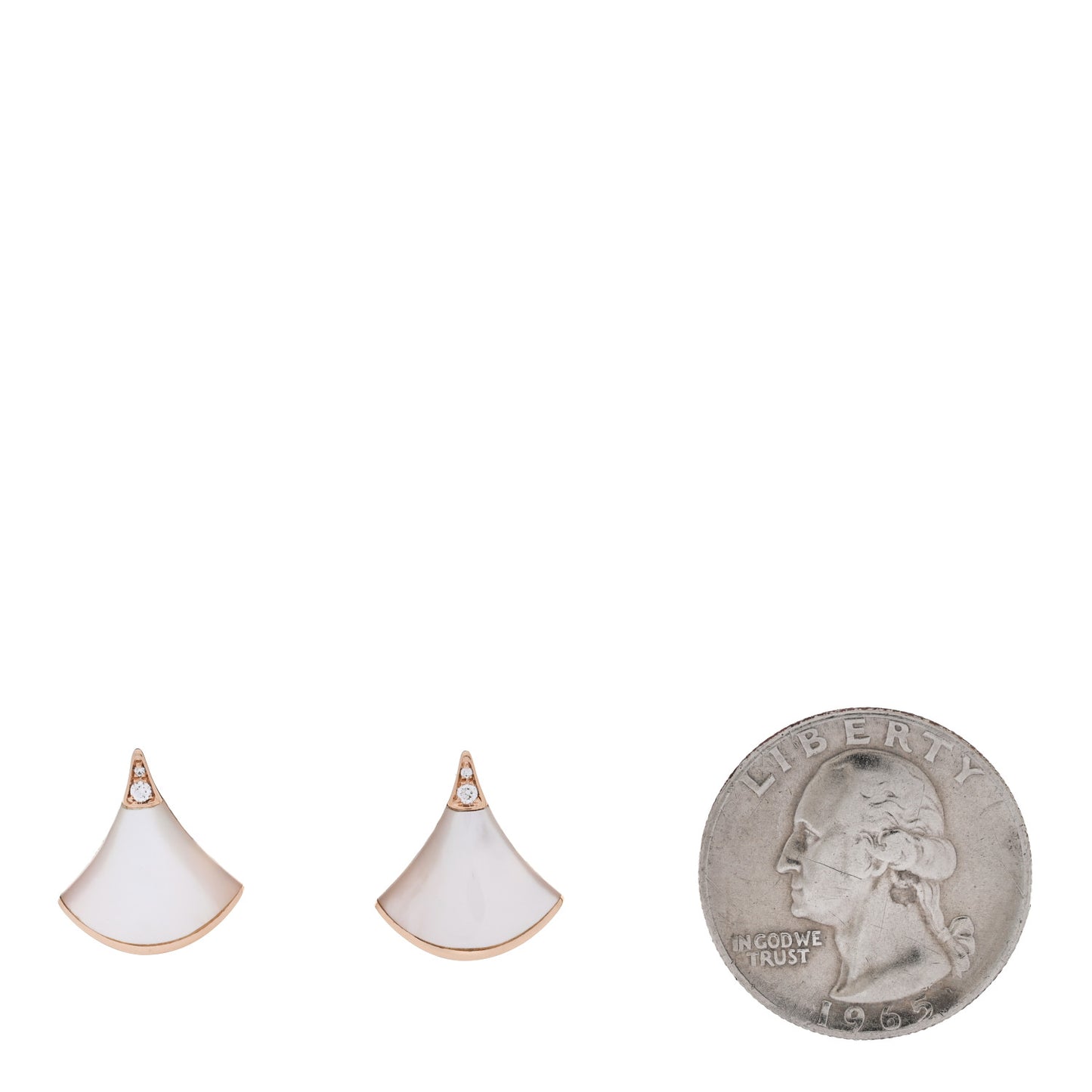18K Rose Gold Diamond Mother of Pearl Divas' Dream Stud Earrings