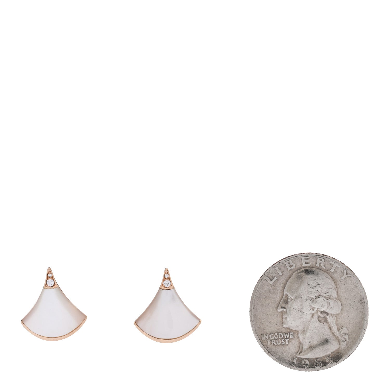 Bulgari 18K Rose Gold Diamond Mother of Pearl Divas' Dream Stud Earrings 2 of 5