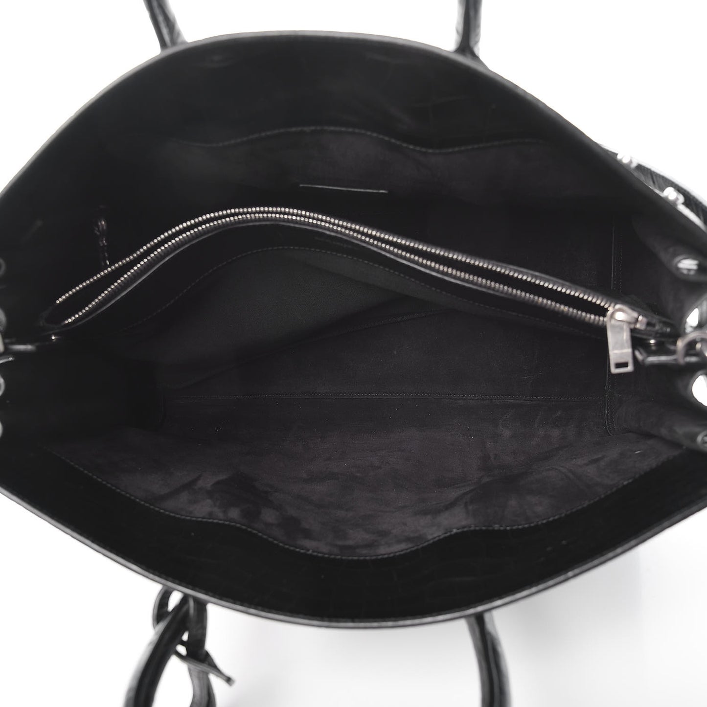 Calfskin Crocodile Embossed Large Souple Sac De Jour Black