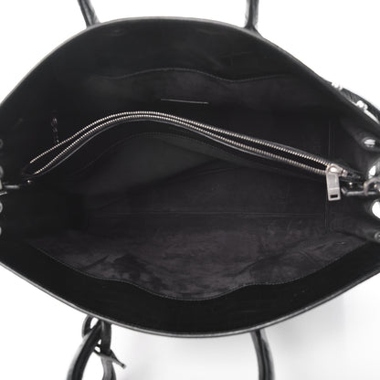 Saint Laurent Calfskin Crocodile Embossed Large Souple Sac De Jour Black 6 of 9