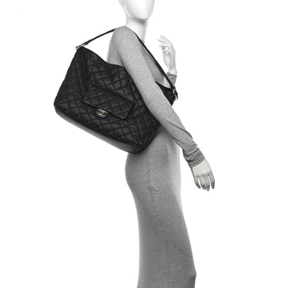Chanel Calfskin Quilted Large Coco Mellow Hobo Black 2 of 10
