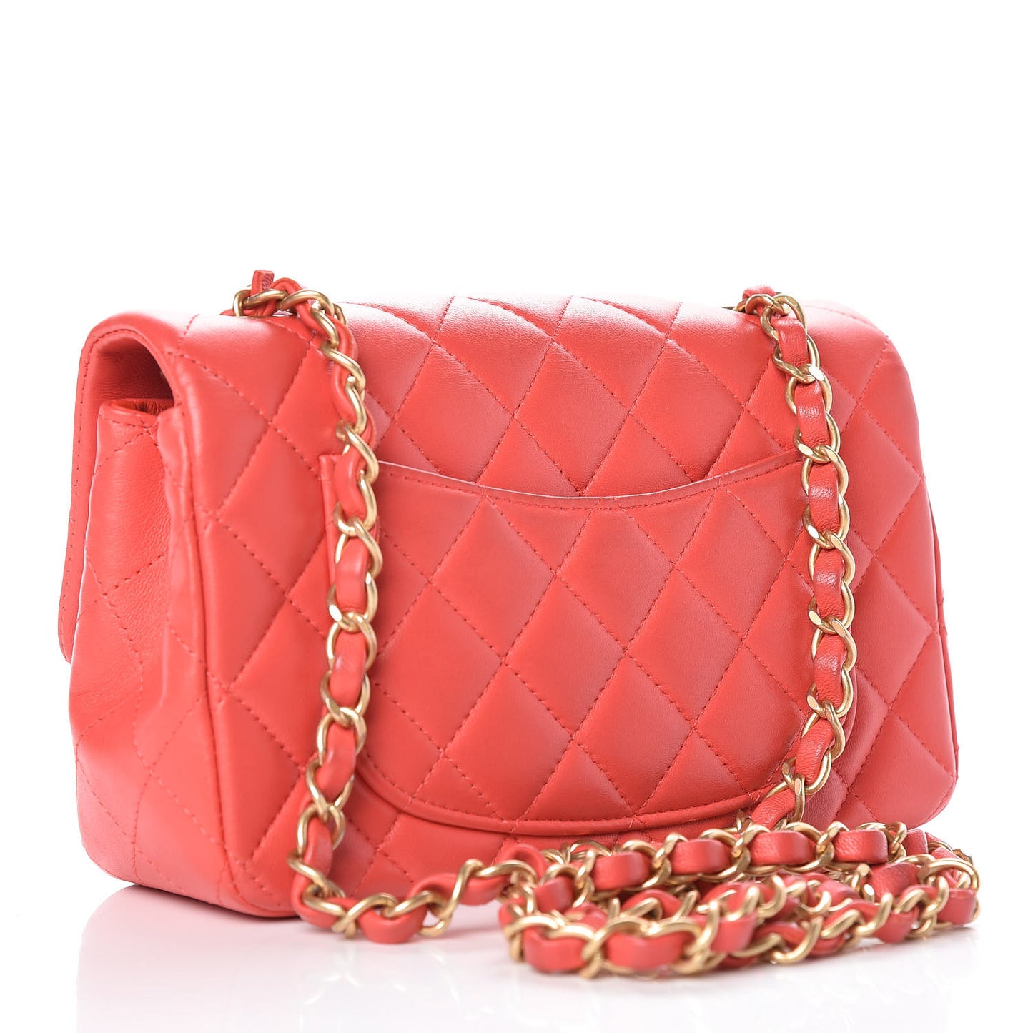 Lambskin Quilted Mini Rectangular Flap Red