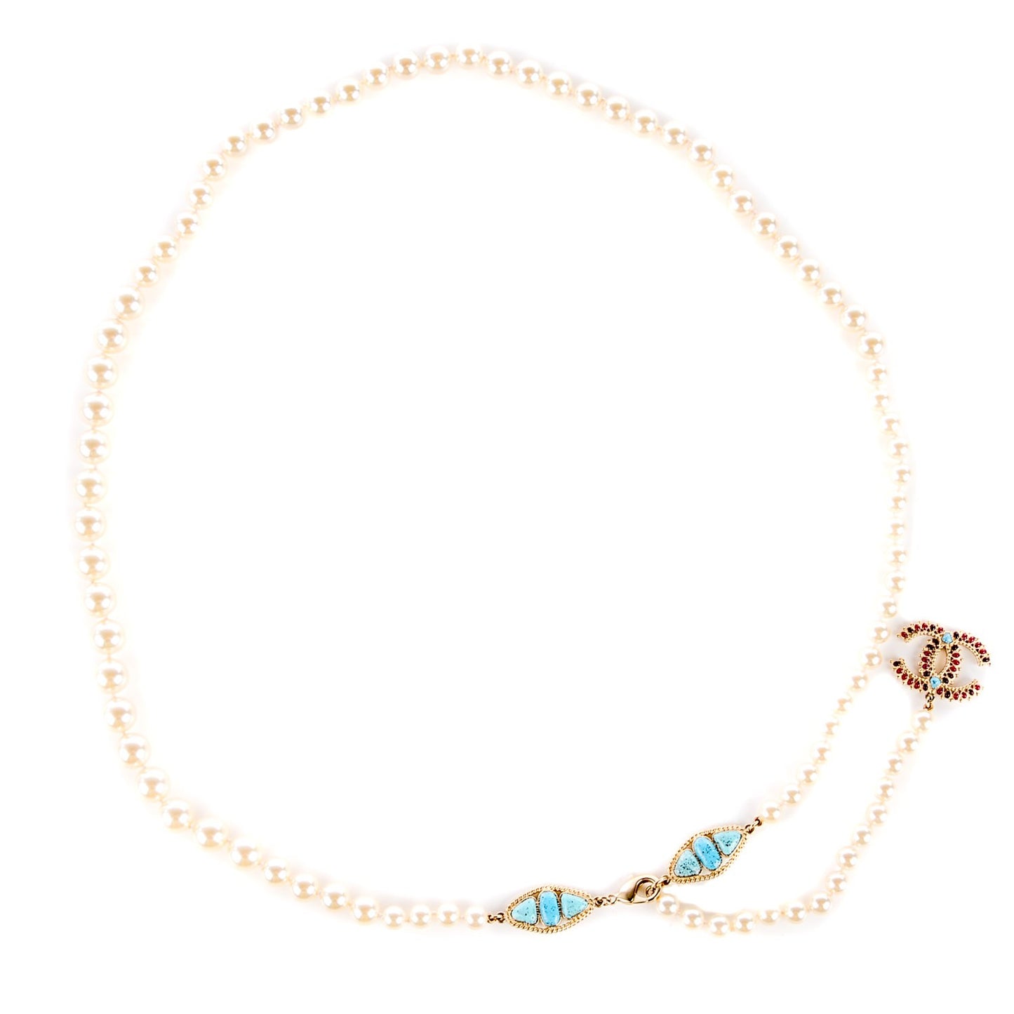 Pearl CC Belt Turquoise Burgundy