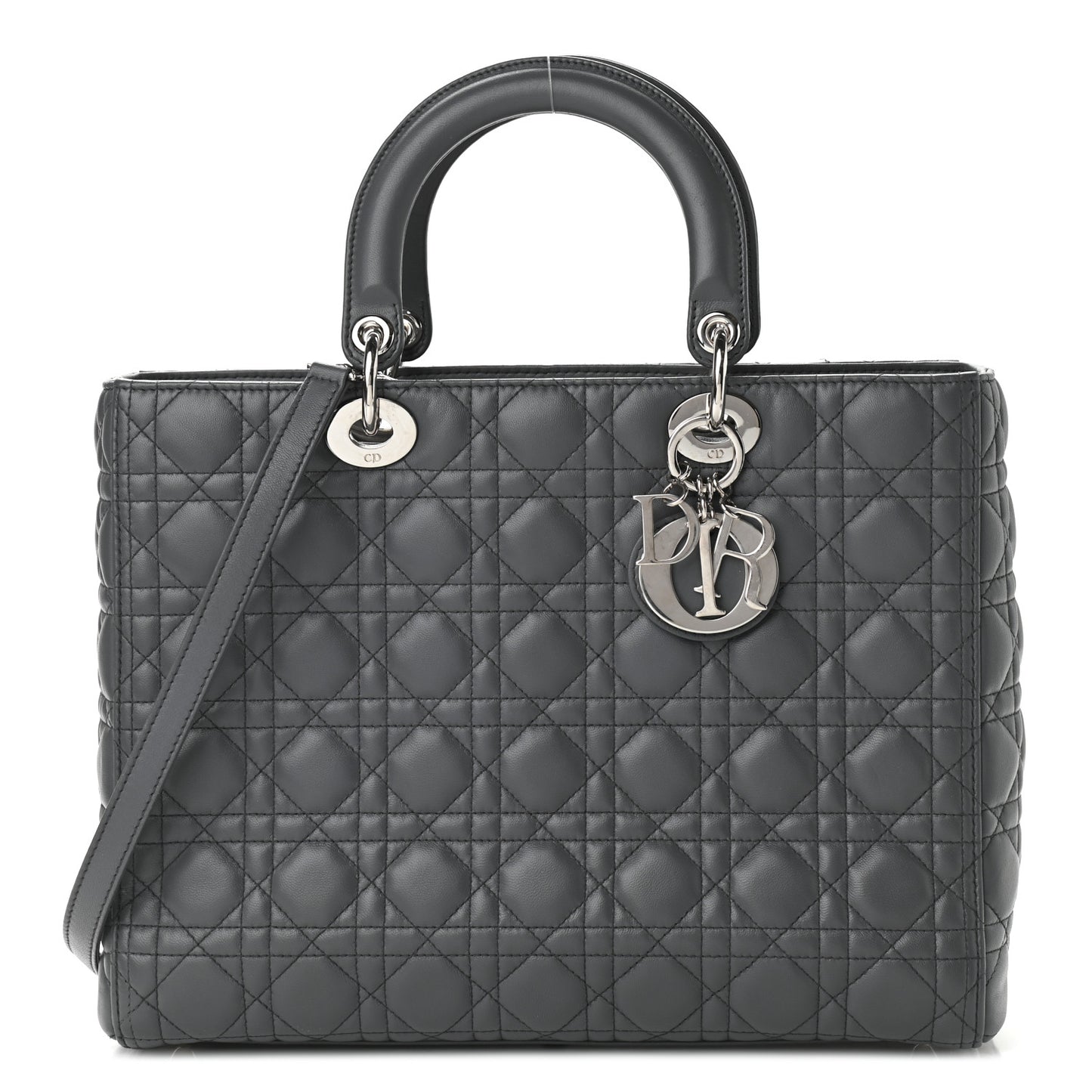 Lambskin Cannage Large Lady Dior Grey