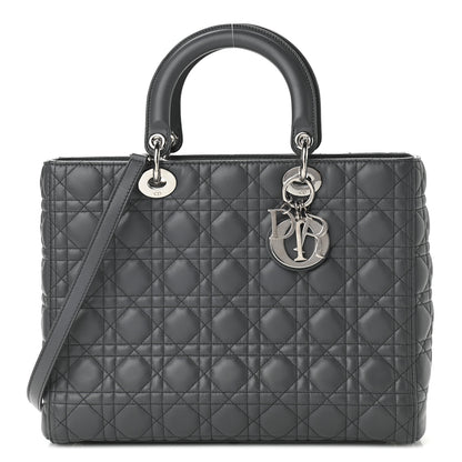 Christian Dior Lambskin Cannage Large Lady Dior Grey 1 of 15