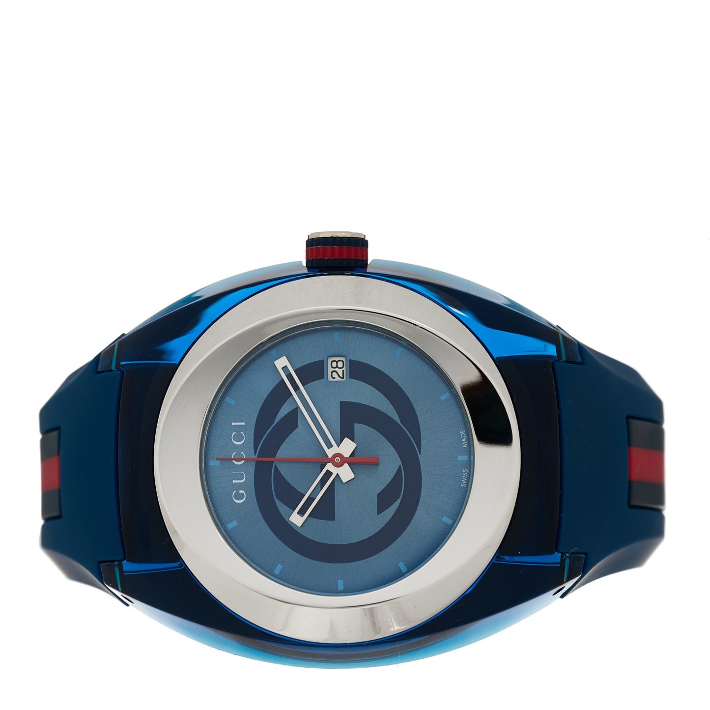 Stainless Steel Rubber 46mm Sync Web Quartz Watch Blue