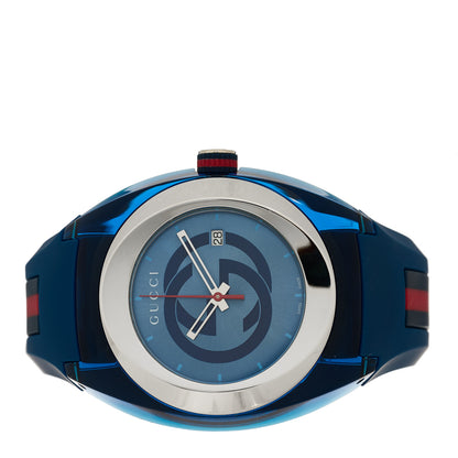 Gucci Stainless Steel Rubber 46mm Sync Web Quartz Watch Blue 2 of 4