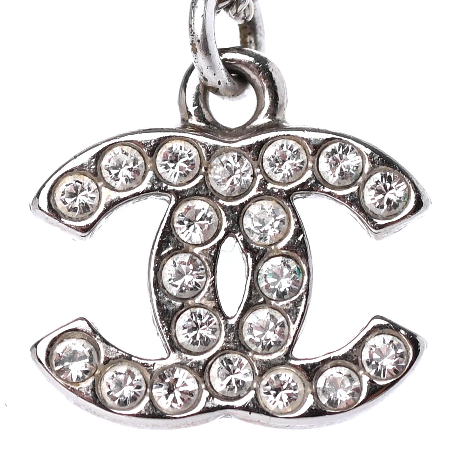 Chanel Crystal Timeless CC Necklace Silver 3 of 4