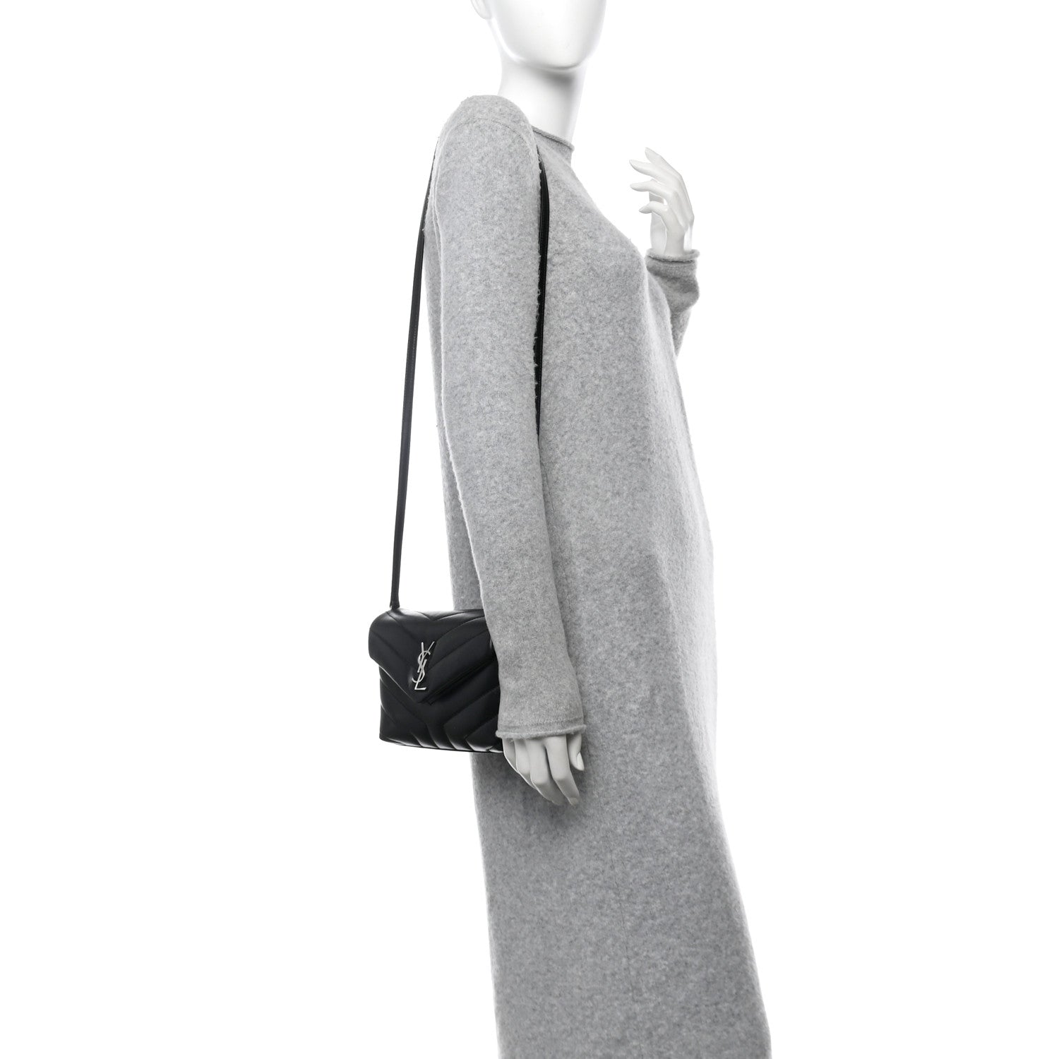 Saint Laurent Calfskin Y Quilted Monogram Toy Loulou Crossbody Bag Black 2 of 11