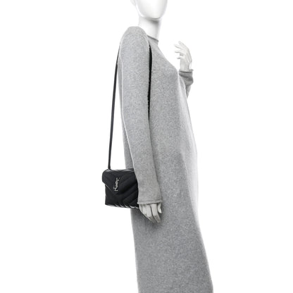 Saint Laurent Calfskin Y Quilted Monogram Toy Loulou Crossbody Bag Black 2 of 11